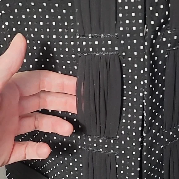 SZ12 CABI 3/4 Slv Seaside Chic Polka Dots Black White Jacket - Picture 6 of 10